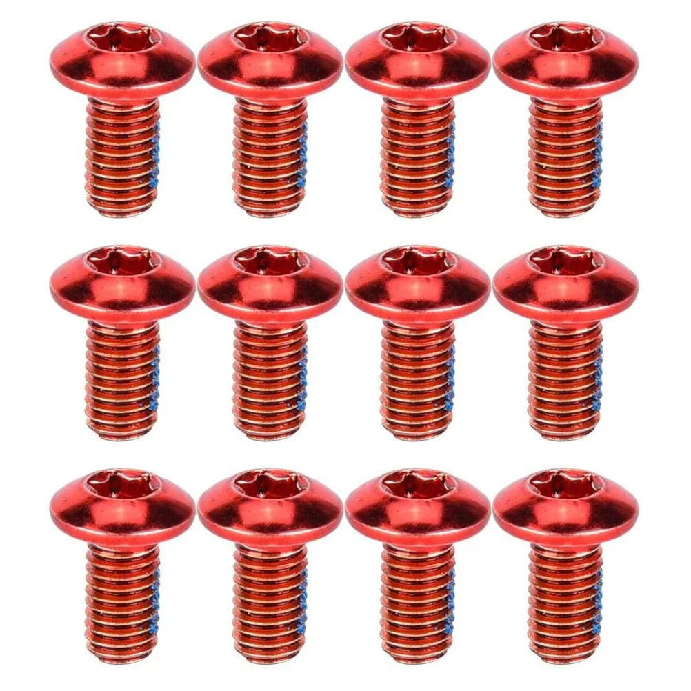 

12Pcs Bike Screw Titanium Steel Brake Fixing Screws Durable Corrosion Resistant Disc Brake Bolts for Mountain Road