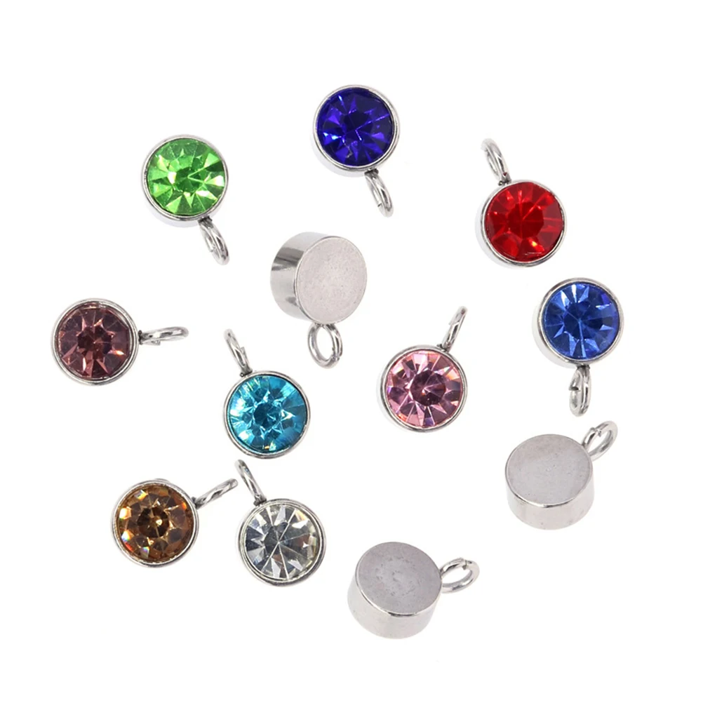 

24pcs Birthstone Pendant DIY Jewelry Making Material Stainless Steel Charms Beads Kit Accessories Necklace Bracelet Decorations