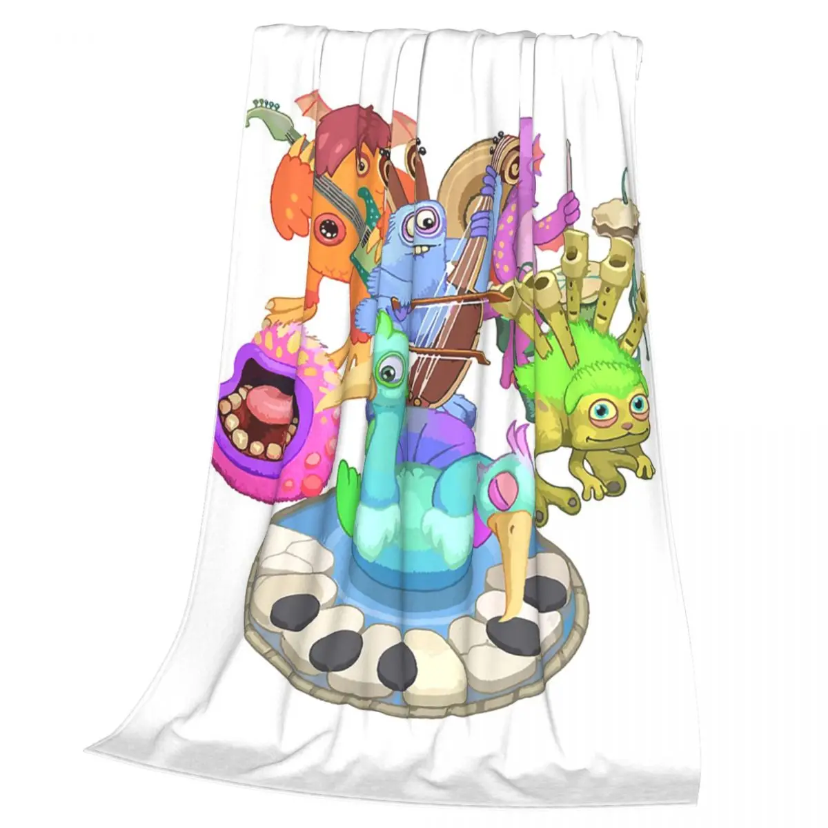 Wubbox My Singing Monsters Blanket Soft Warm Flannel Throw Blanket Bedspread for Bed Living room Picnic Travel Home Couch