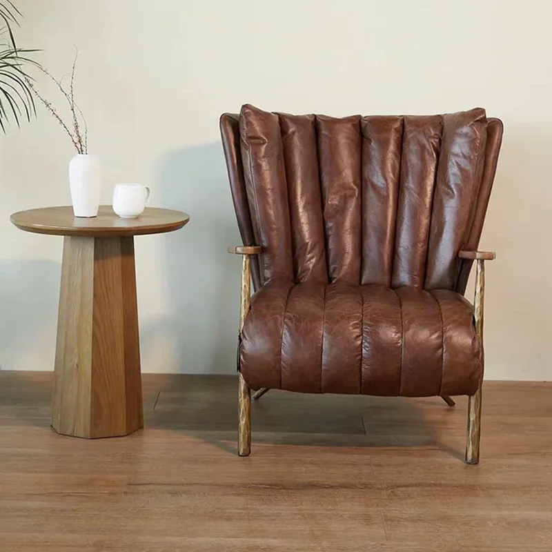 

Single Sofa Chair Oil Wax Leather Cigar Chair Whiskey Forging Godfather