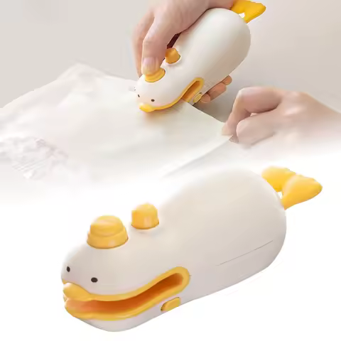 Cute Duck Handheld Vacuum Sealer Rechargeable Magnetic Bag Sealer for Freshness Portable Easy Use Kitchen Gadget 2 in 1 Mini
