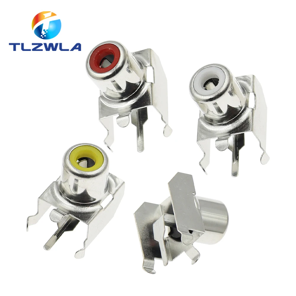 5PCS White/Yellow/Red RCA AV With The Core Socket Hole Seat 2 pin PCB Soldering Audio Video Jack Lotus Seat AV1-8.4-3B