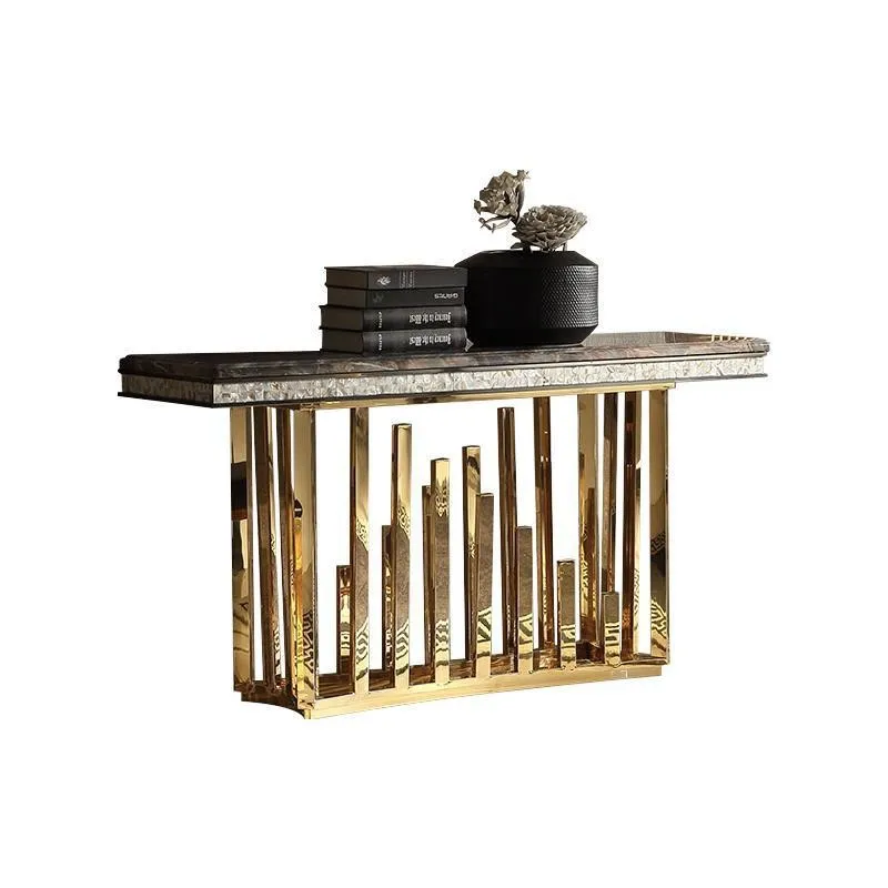 

Light luxury corridor living room marble stainless steel storage table entrance table storage