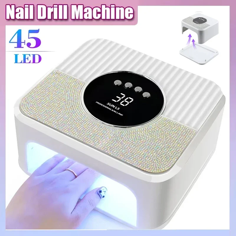 

45LED Высокомощная УФ-лампа для ногтей с ЖК-дисплеем, умным экраном, сушилка для ногтей, лампа для сушки геля, съемная основа, инструмент для педикюра для домашнего использования