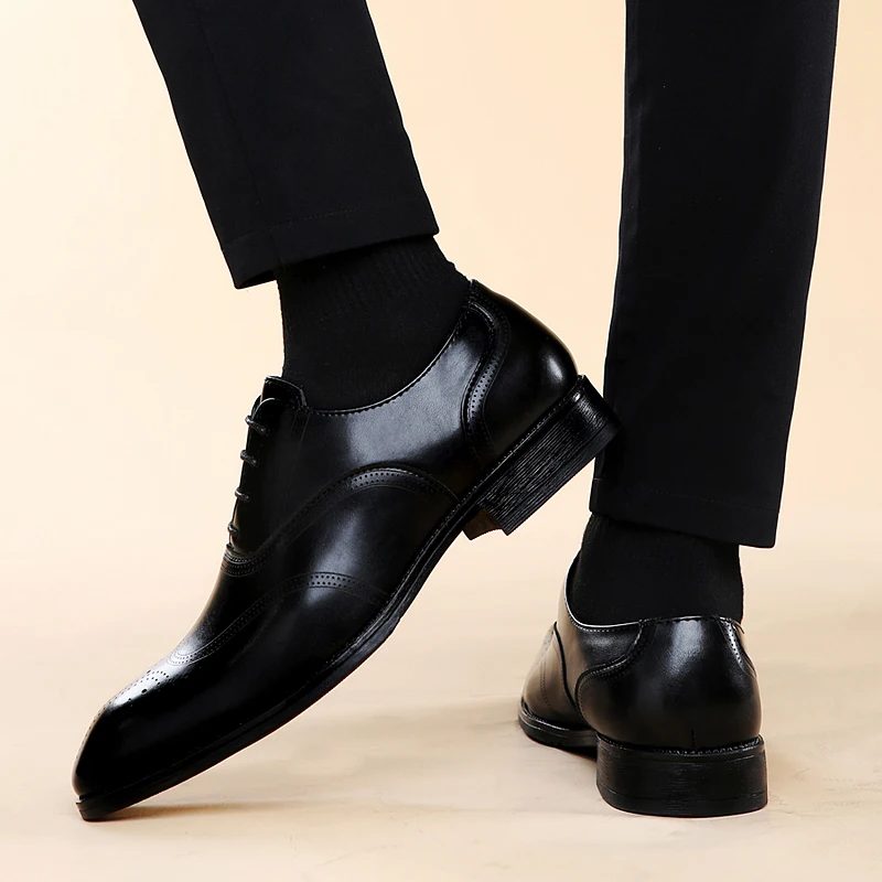 Leisure business Men\'s leather shoes Lace up style Fashion designer Wedding Fashion Party Outdoor Walking shoes Plus Size 38-48