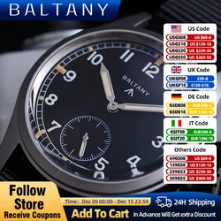 Baltany-reloj de cuarzo para hombre, cronógrafo de pulsera de estilo militar Vintage, superluminoso, resistente al agua, 100M, VD78