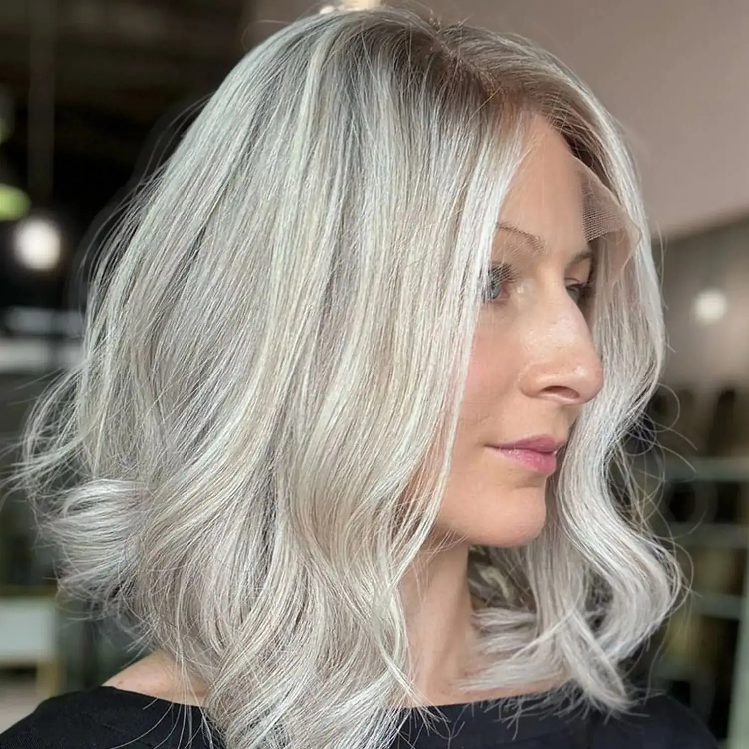 

Gray Blonde Wig Peplucked Hairline 13x4 High Definition Wigs for Women High Quality Shoulder Wave Synthetic HD Lace Front Wigs