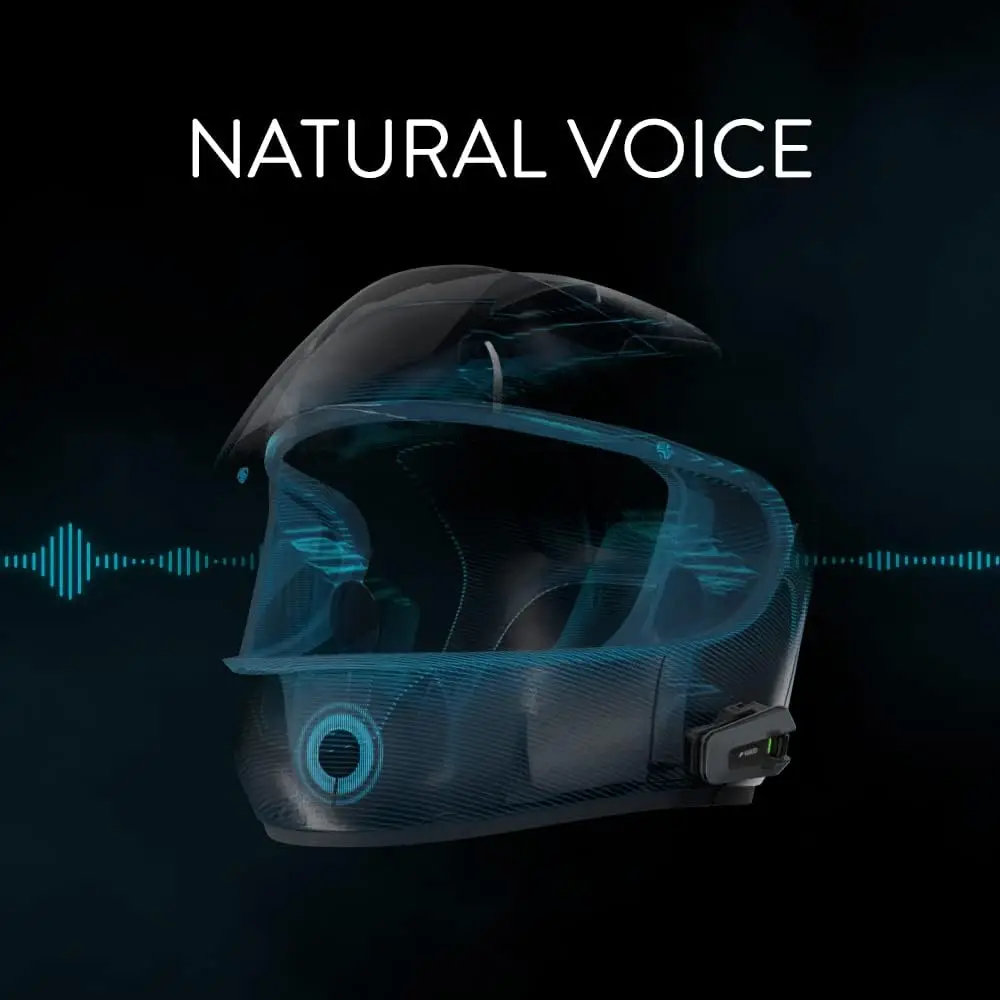 Cardo PACKTALK Edge Motorcycle Bluetooth Communication System Headset Intercom - Single Pack, Black