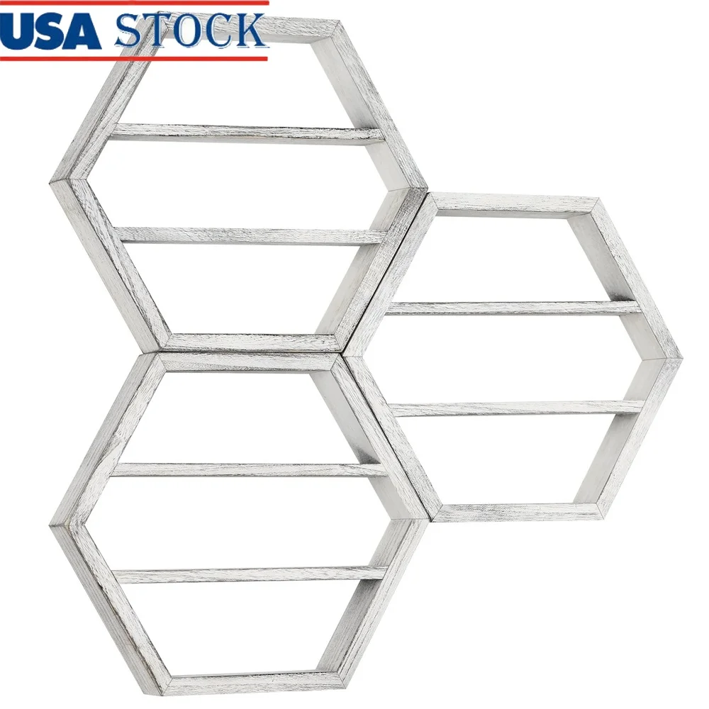 

Essential Oil Storage Shelf Set of 3 Hexagon Floating Shelves Wall Mounted Cosmetic Display Organizer Nail Polish Perfume and