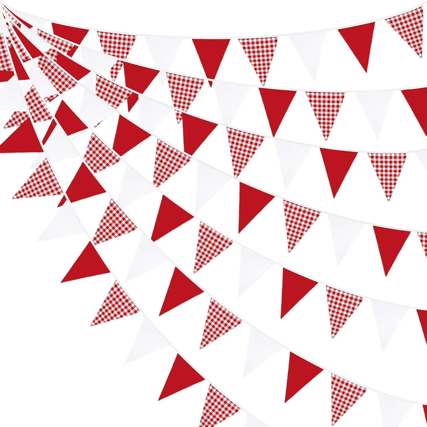 Red and White Banner Triangle Flag Bunting Garland Streamer for Carnival Circus Kids Birthday Wedding Outdoor Garden Hanging