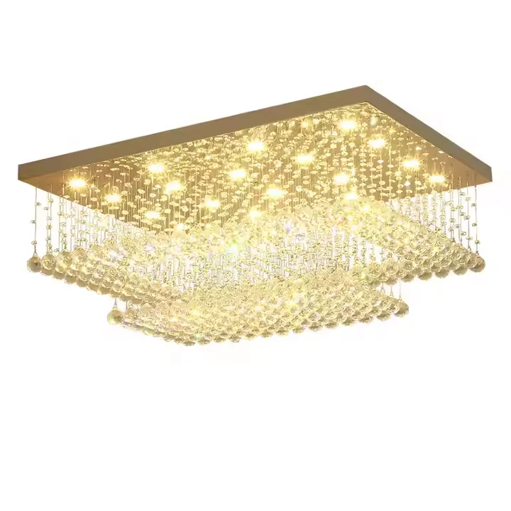 Nordic Modern Chandelier LED Ceiling Light Crystals Ball Switch Indoor Office Stainless Steel Surface Mounted