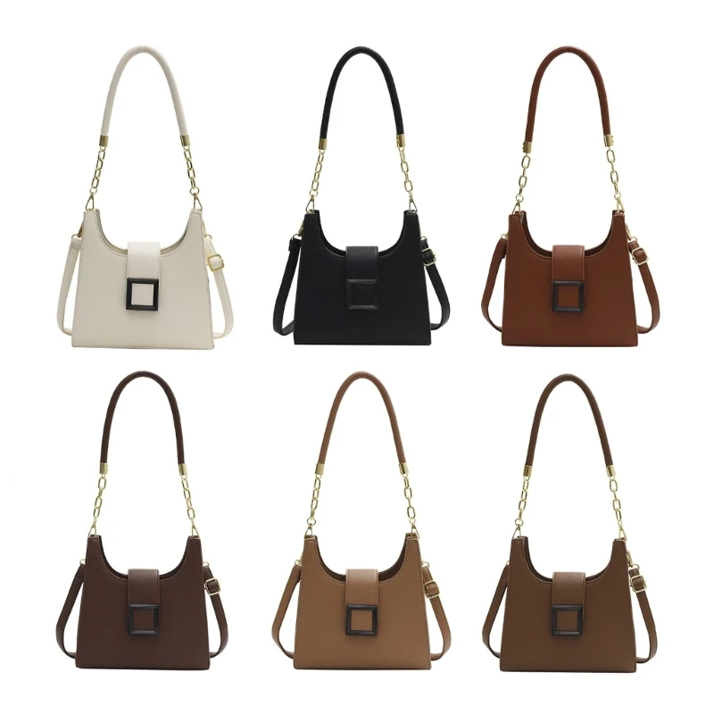

Trendy Shoulder Bag with Metal Clasp Closure PU Handbag Perfect for Daily Use E74B