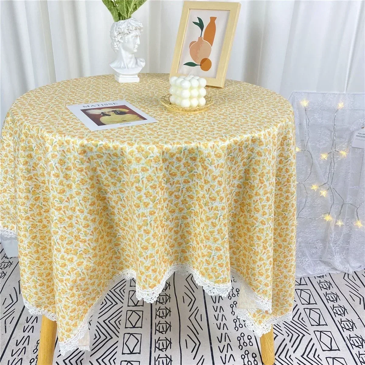 

Cotton linen fabric tablecloth waterproof style home rectangular J4882