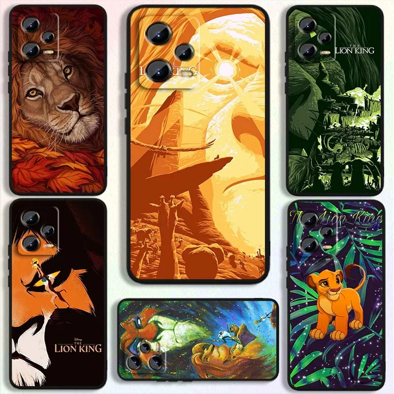 

Animation Lion King Cartoon Phone Case For Xiaomi Redmi Note 14 13 12 12S 11E 11 11S 11T Pro Plus 4G 5G Black Soft TPU Cover