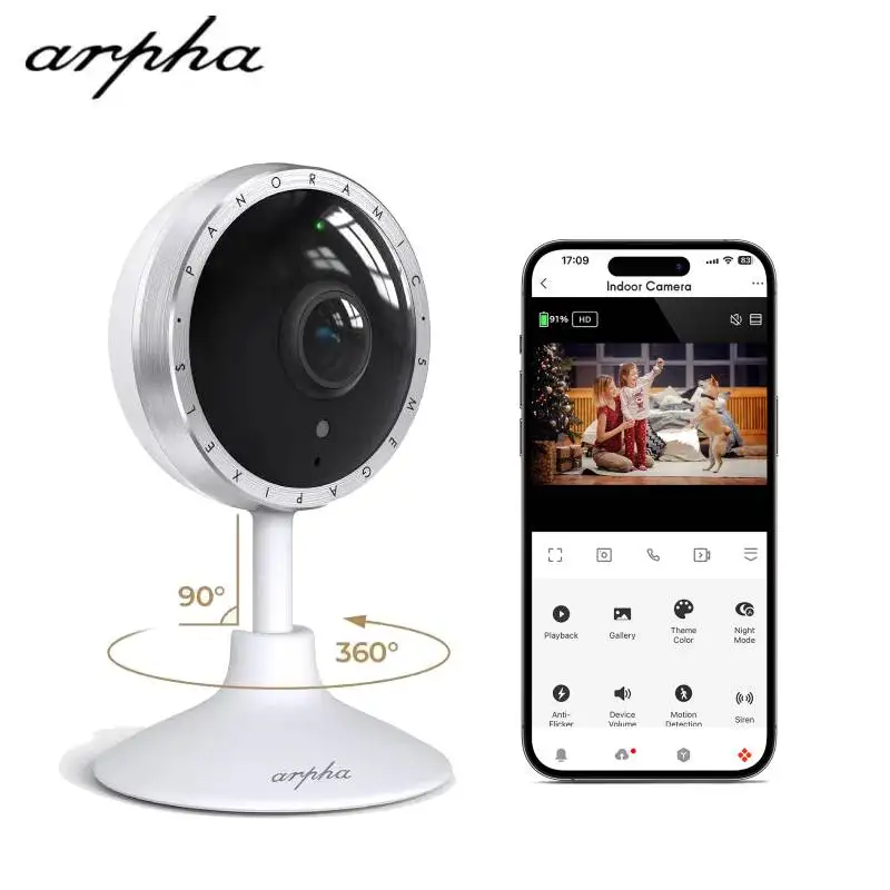 Arpha Security IndoorCam P160M IP Camera 2K WiFi Pet Camera Two-Way Talk Home Security PIR Human Detection Support TF Card