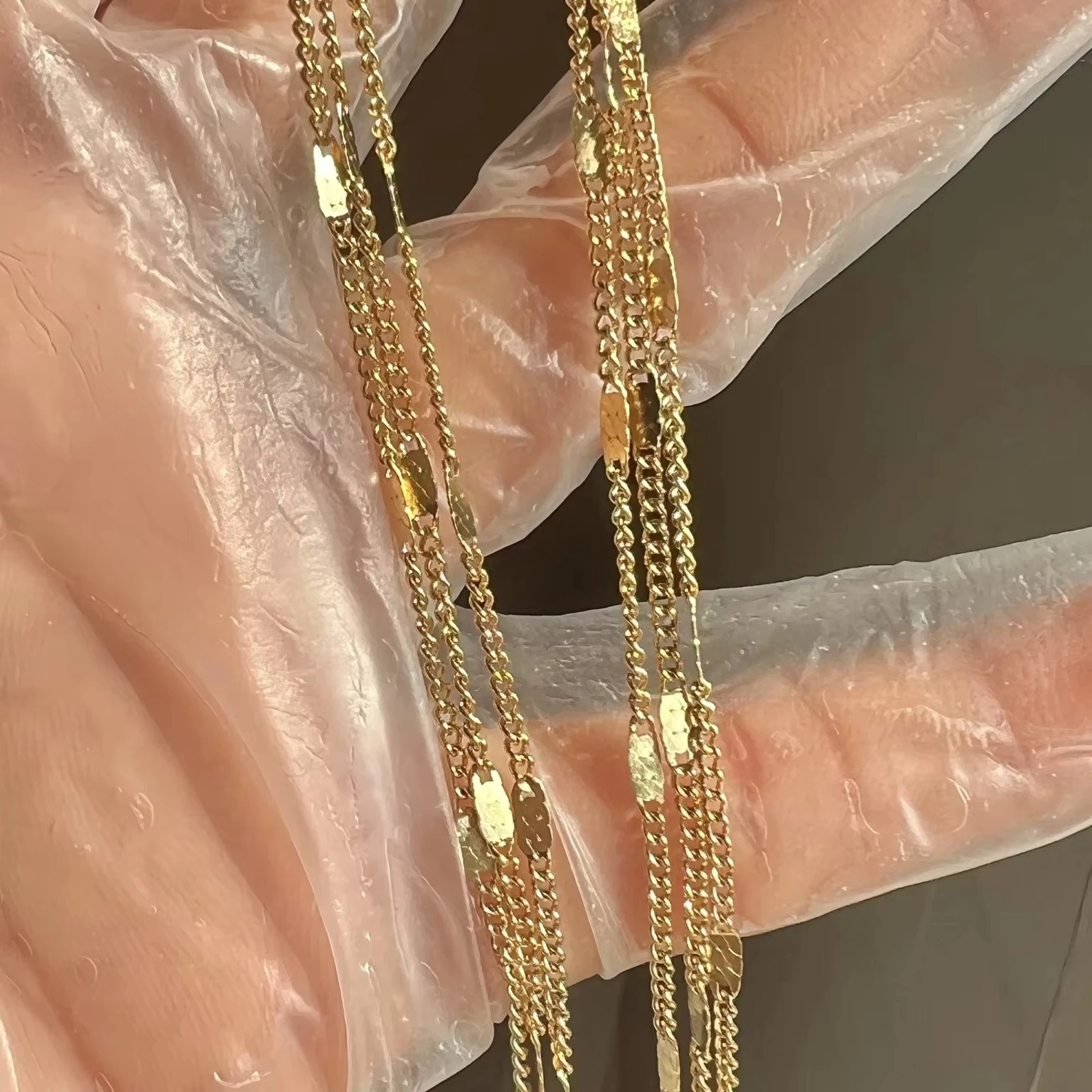 DASEIN Minimalist Three Layer Chains Necklace Stainless Steel 18k Gold Plated Clavicle Chain Trendy Jewelry Women Accessories
