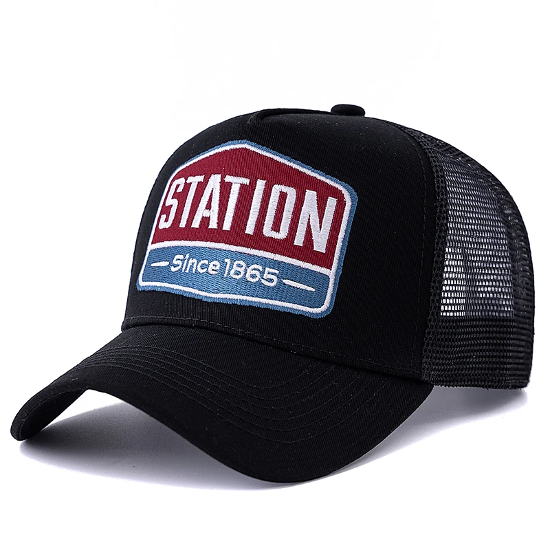 Heißer Verkauf Unisex Baseball Kappe Klassische STATION Brief Muster Mesh Cap Männer Und Frauen Atmungsaktive Streetwear Sommer Trucker Hut