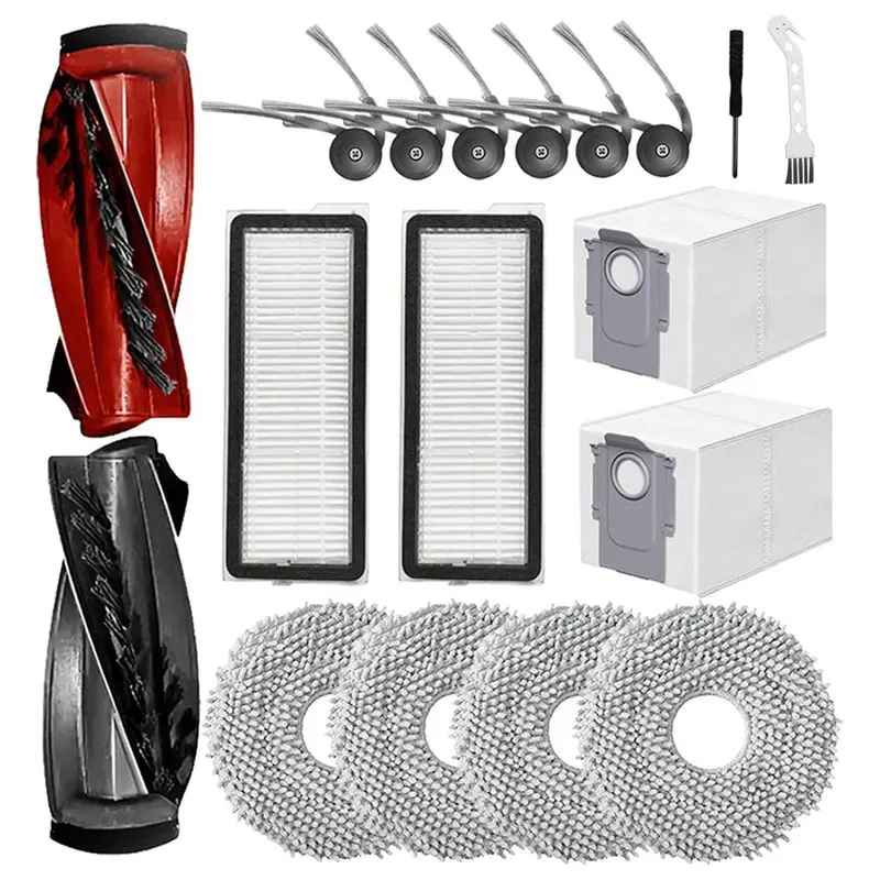 

AT53 18 шт. для Roborock Qrevo Curve/P20 Pro, насадки для робота-пылесоса, сменные основные боковые щетки, мешки для пыли, подушечки для швабры, фильтры