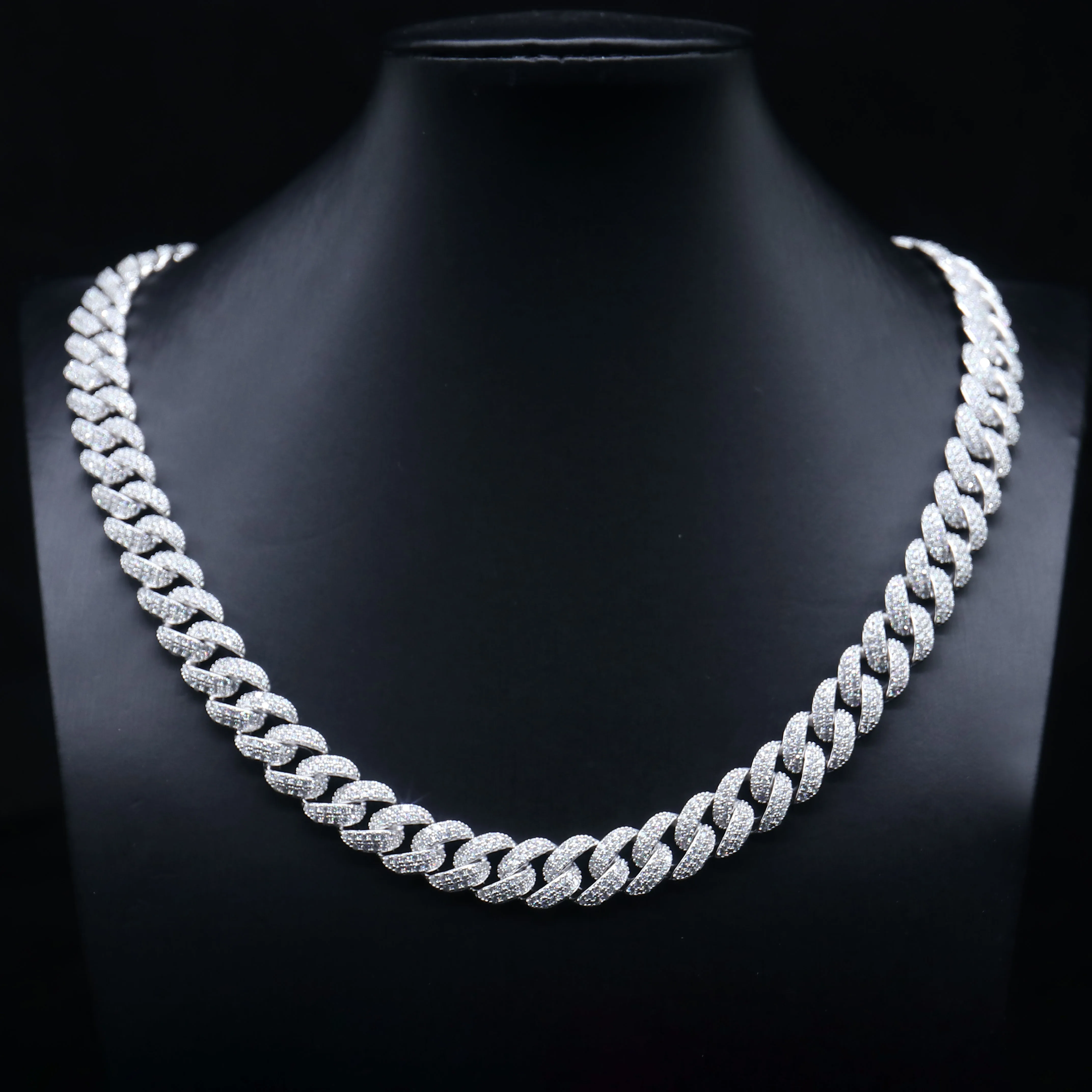 Popular Hot VVS Moissanite Cuban Link Chain for Men 2rows 10mm Wide 925 Sterling Silver Cuban Chain Hip Hop Necklace for Men..