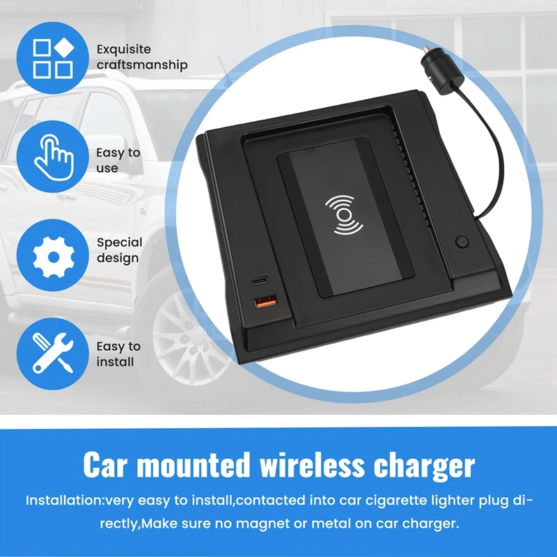 Car Wireless Charger For Mitsubishi Pajero Sport 2021-2023 Fast Cell Phone Charging Adapter Interior Accessories