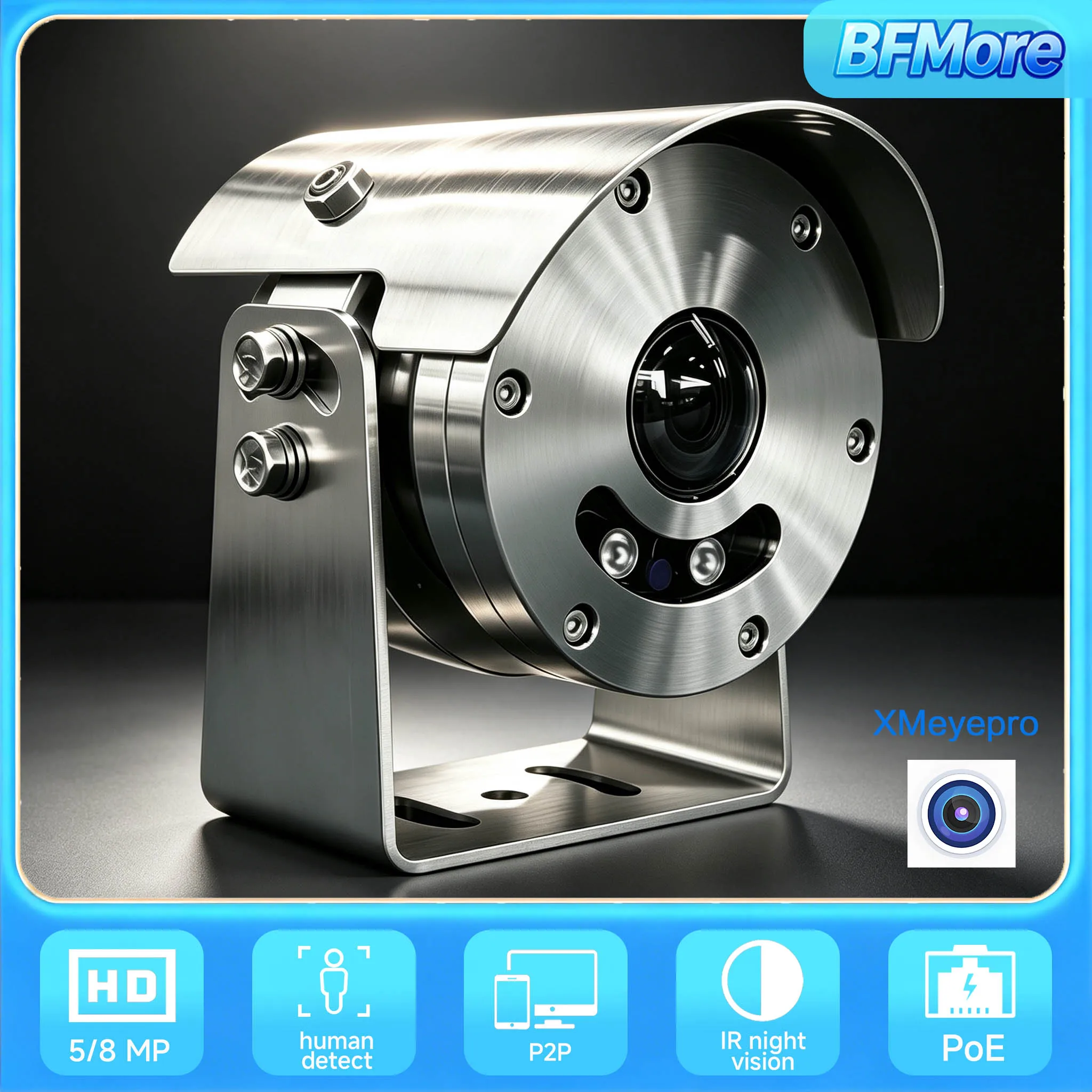 BFMore 1.8mm Lens Fisheye Explosion Proof камера 5MP POE Security 304 Stainless Steel Hikvision Compatible 165°Wide Angle View X
