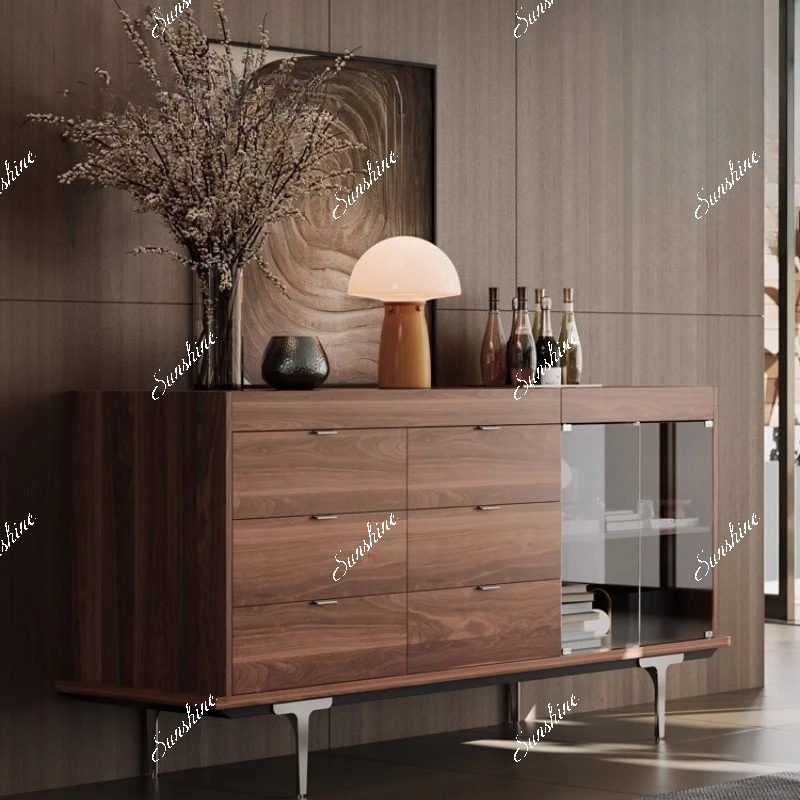 Dining side Italian minimalist wine and water cabinet living room storage modern light luxury wall integrated storage