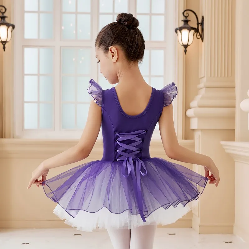 Girls Ballet Dress Lace Splice Cotton Ballet Leotard Girls Gymnastics Dance Dress Kids Children Leotard Swimsuit For Dancewear