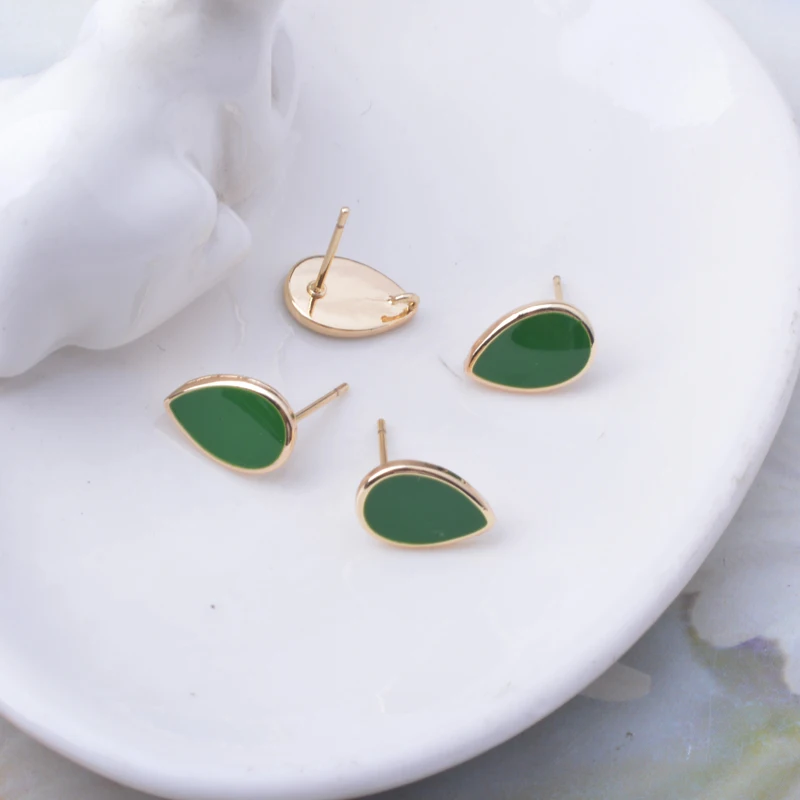 10 Stück Kupfer 18k vergoldete Emaille-Tropfen-Ohrringverbinder Ohrstecker-Set für die Herstellung von Ohrringen und Schmuck DIY – Detail 6