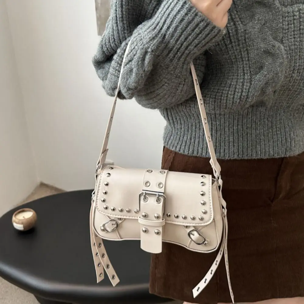 

Trendy Punk Style Y2K Armpit Bag American Style Large Capacity Rivet Shoulder Bag Sweet Cool Handbag Underarm Bag Party