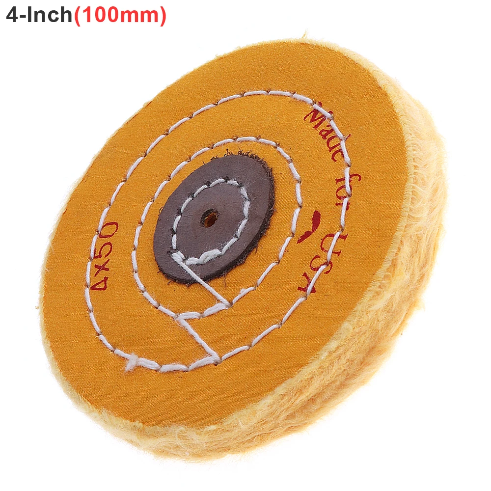 

4 Inch Wool Polishing Wheel T-shaped Yellow Cotton Cloth Buffer Cotton Pad with 5mm Hole for Metal Polishing / Car Polishing