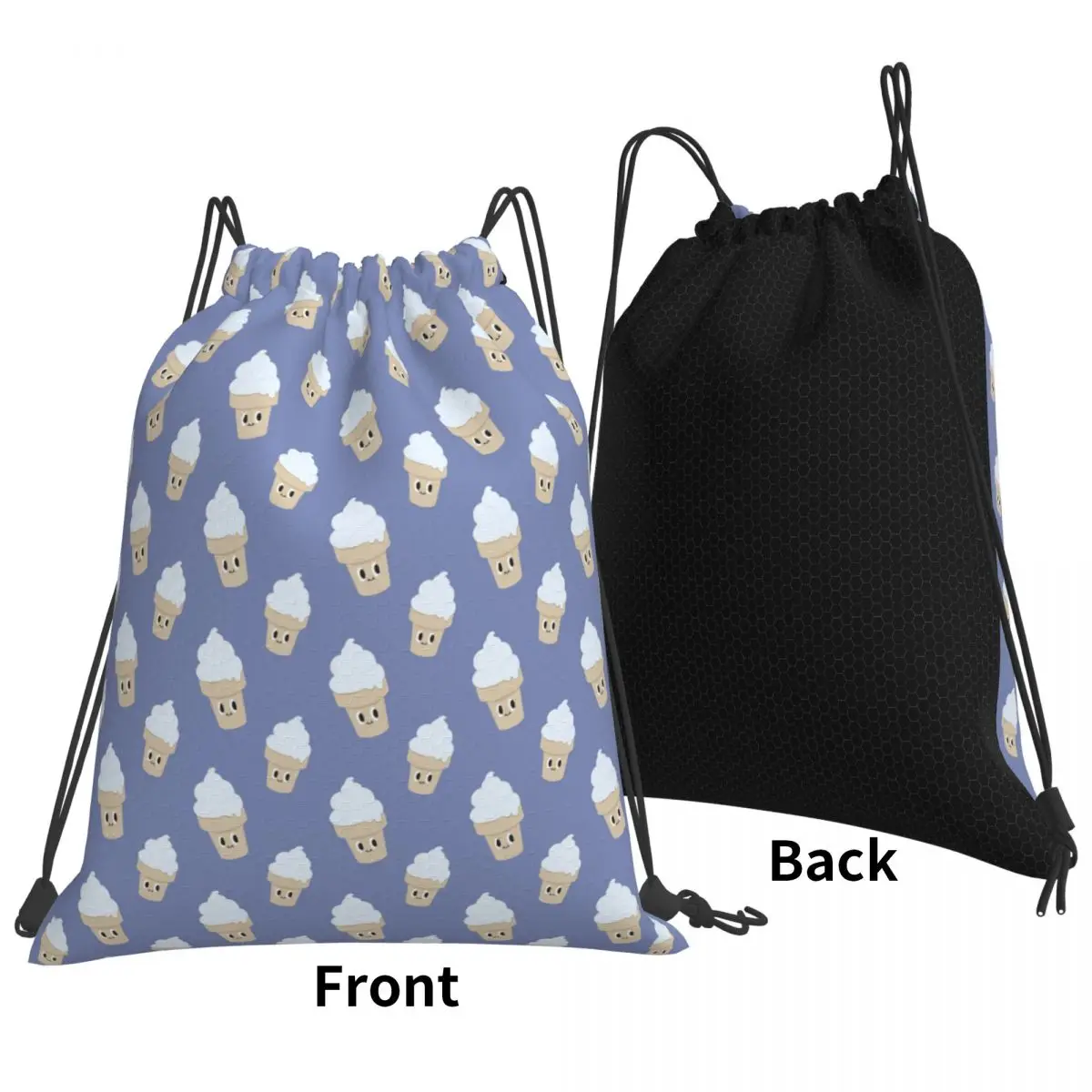 Vanilla Ice Cream Backpacks Multi-function Drawstring Bundle Pocket Shoes Bag Book Bags for Man Woman School