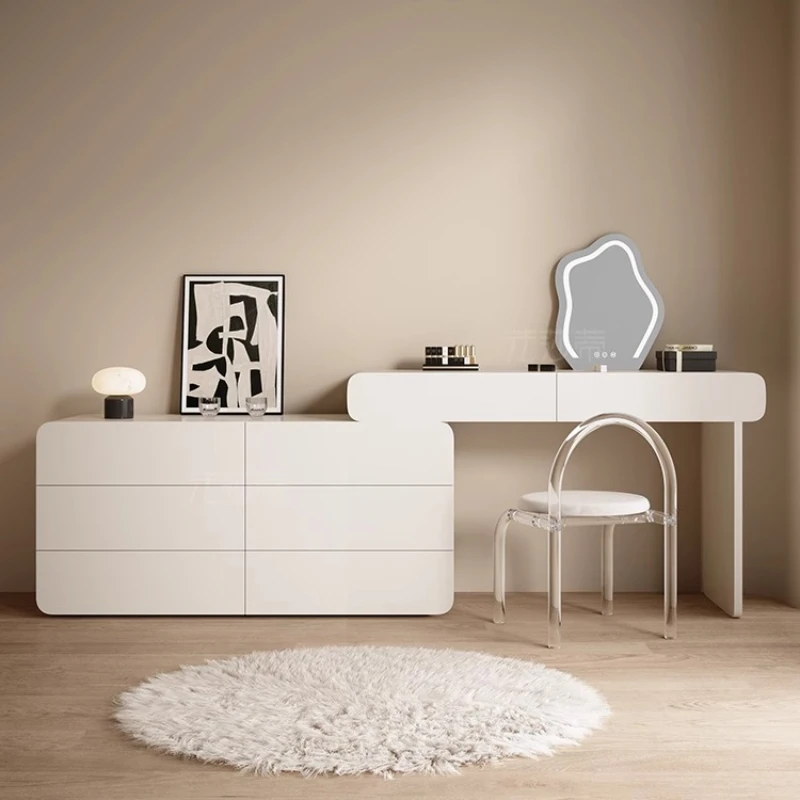 

Luxury White Dressing Table Minimalist Wood Comfortable Mirror Dressing Table Storage Penteadeira De Maquiagem Furnitures