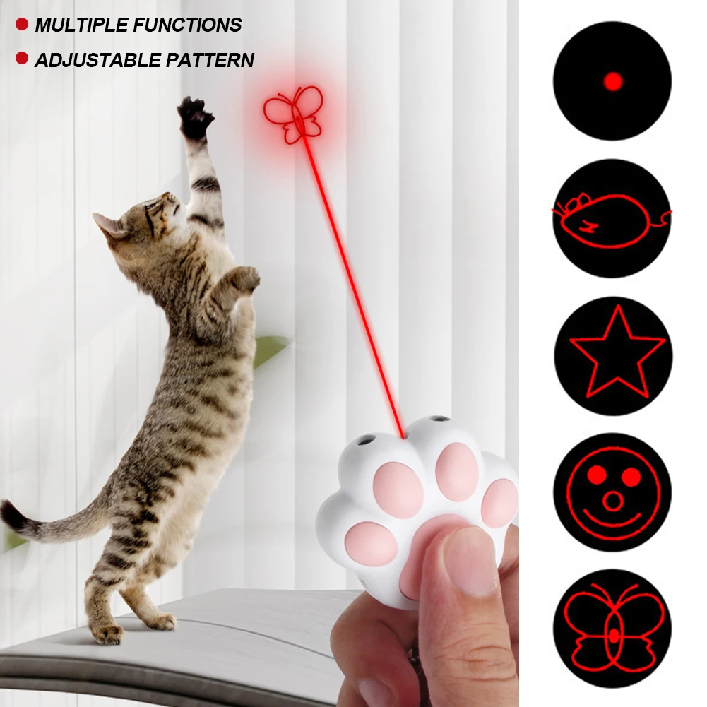 

USB Rechargeable Pet Cat Laser Toys Multifunctional Interactive Infrared Teaser Lighting Keychain Kitten Training Accessories