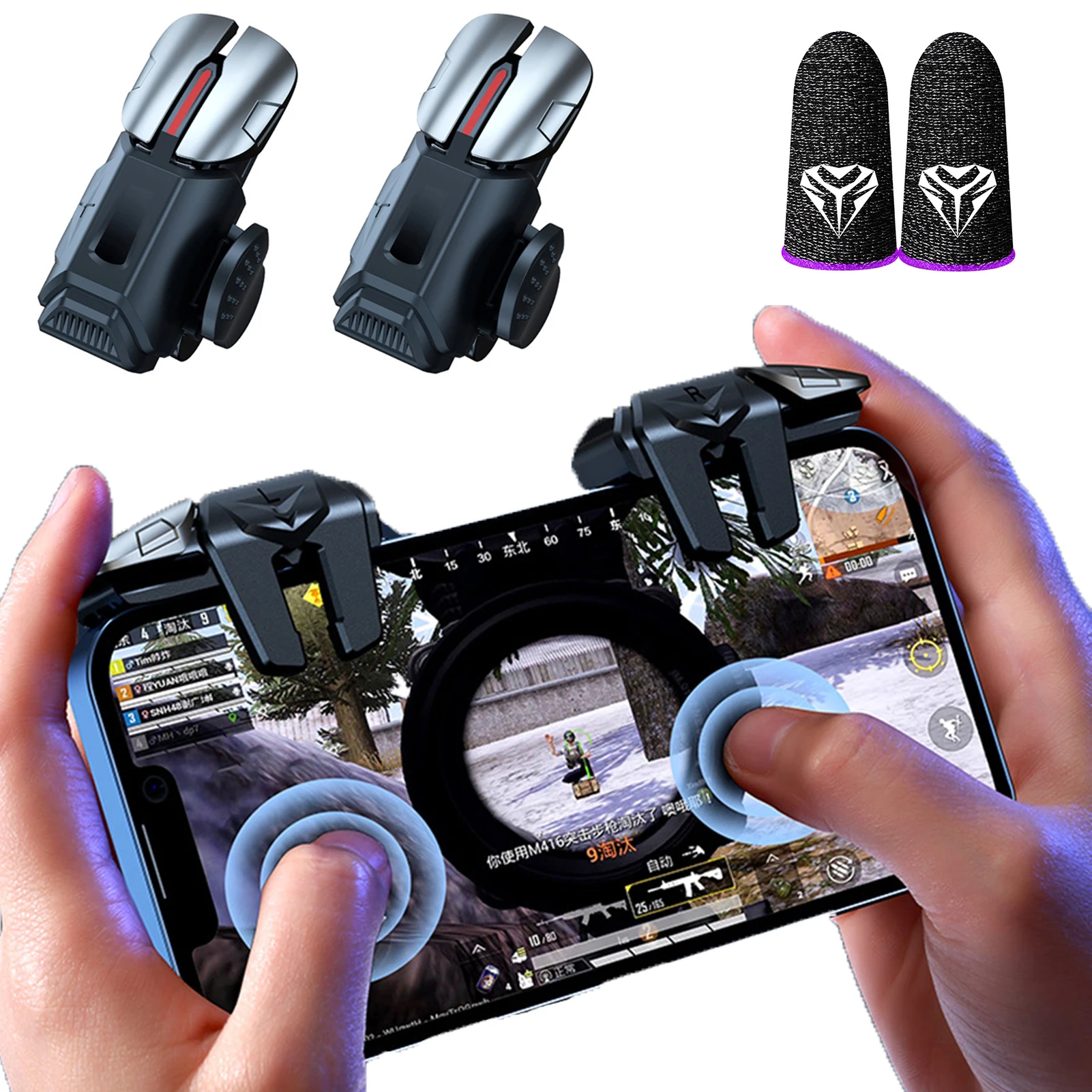 G21 Mobile Phone Game Trigger Gamepad Joystick 6-Finger Aim Shooting L1 R1 Key Button Game Fingertips For PUBG Game Controller