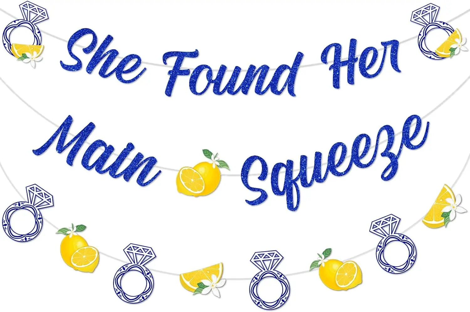 

Lemon and Blue Bridal Shower Decor She Found Her Main Squeeze Banner Garland for Bridal Shower Bachelorette Wedding Party Supply