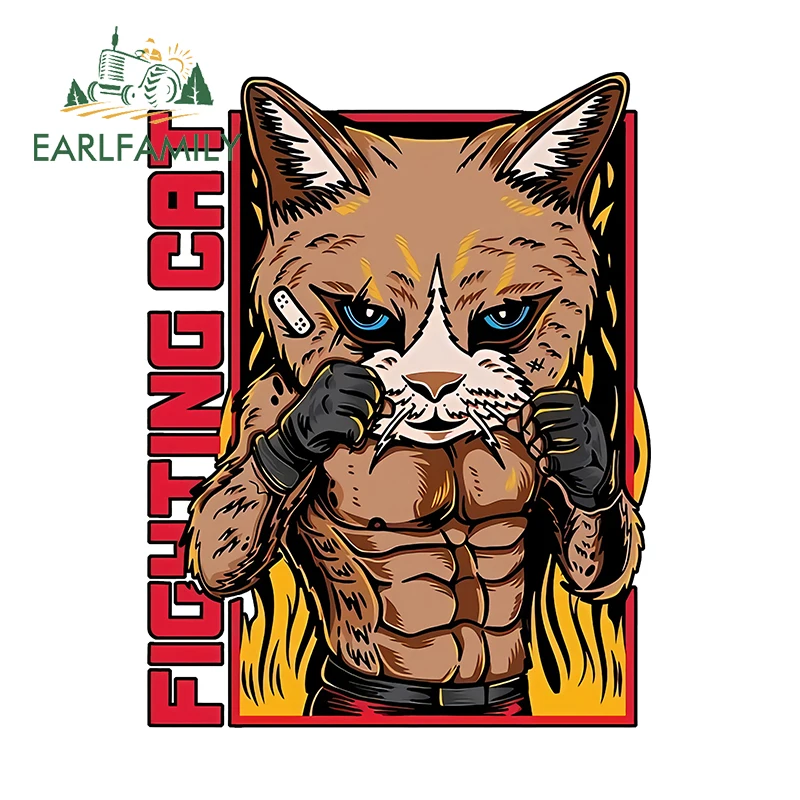 EARLFAMILY 13cm for Boxing Cats Jiujistu Fighting Car Stickers Funny Creative Decals Waterproof Cartoon Simple Car Styling