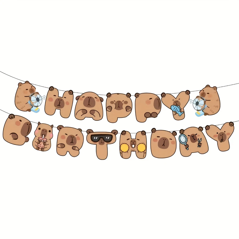 1 Set Cartoon-Tier Capybara-Thema Geburtstagstorten-Ballon-Banner Kinderparty-Dekorationen Zahlen-Folienballon Babyparty-Geschenke