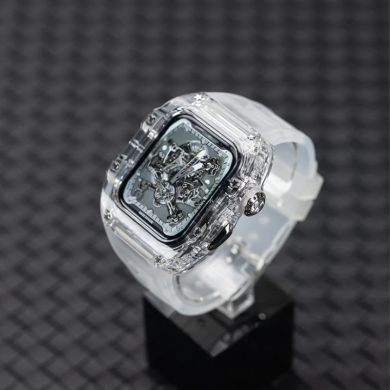 Ultra-Przezroczyste Etui Apple Watch 11 Modificowane na Styl Richard Transparent, Pasujące do Apple Watch Ultra 3, Pasek do Iwatch