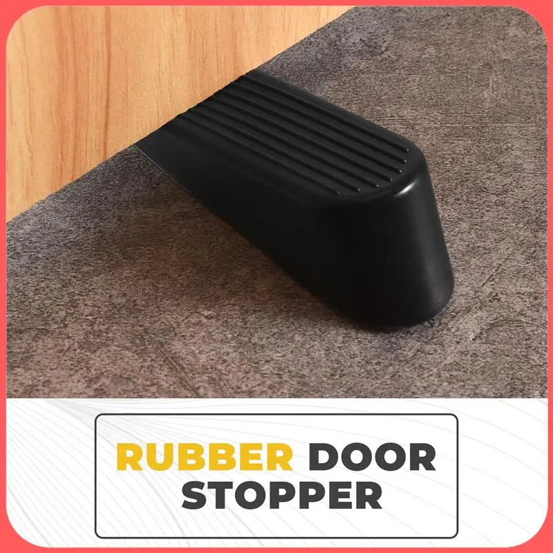

AA89-4 Pack Door Stop Wedges, Rubber Non-Scratching Door Stoppers For Home And Office (Black)
