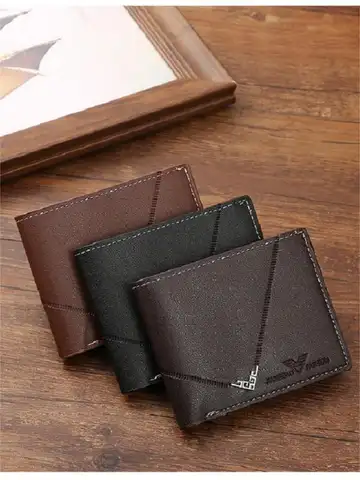 Men's Slim Money Clip Wallet Credit Card ID Holder Casual Male Leather Short Multi Card Holder Purses Business Man Bifold Wallet