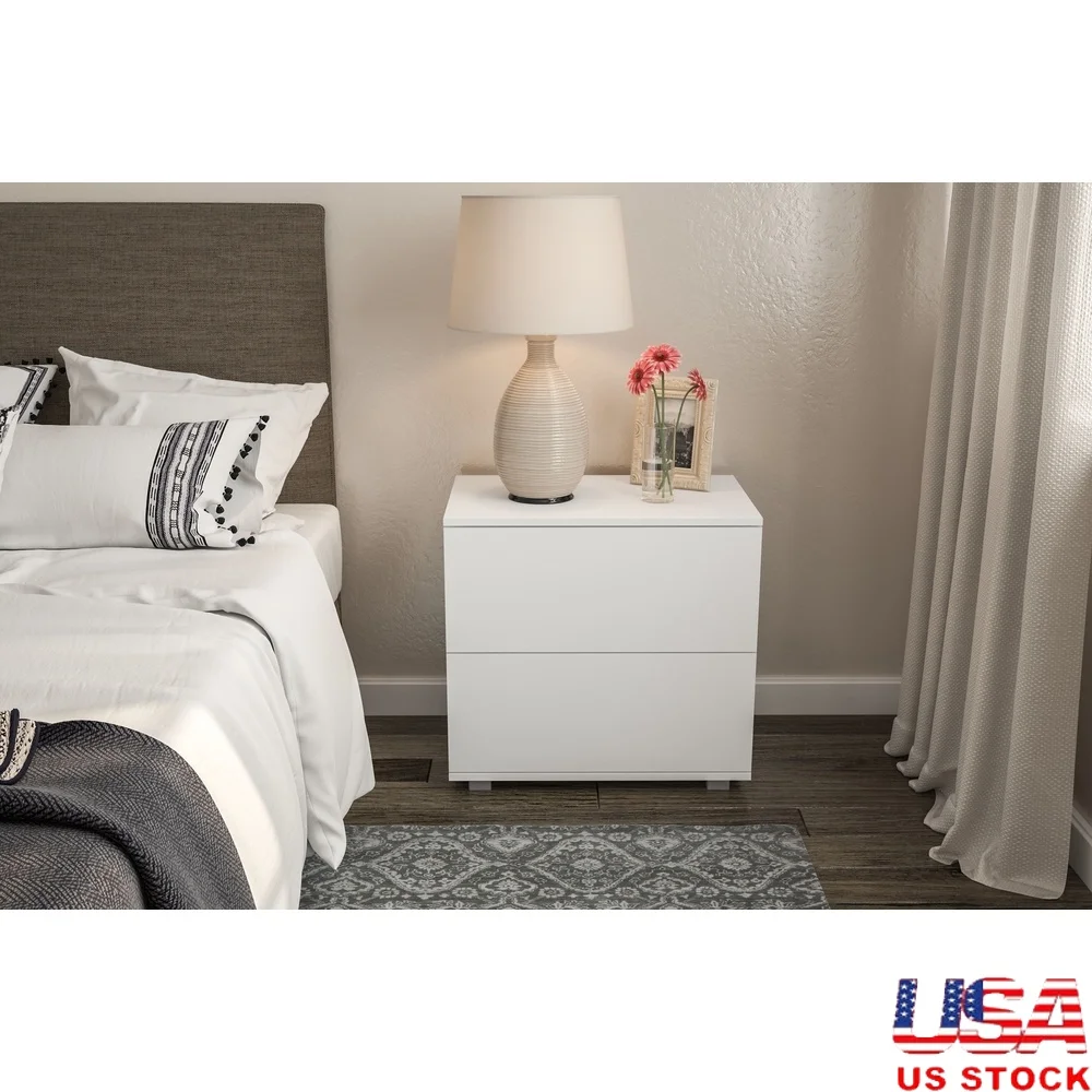 

Madison Modern 2 Drawer Nightstand Engineered Wood Storage Organizer Bedroom Furniture Assembly Required Melamine Finish Durable