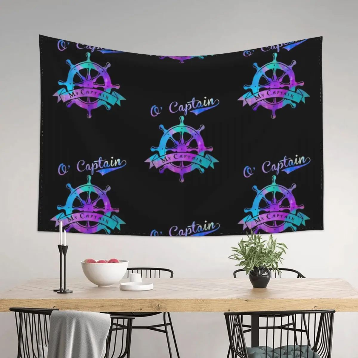 

O Captain, My Captain, Walt Whitman, Ship Wheel Tapestry House Decor Decoration Room Kawaii Room Decor Tapestry