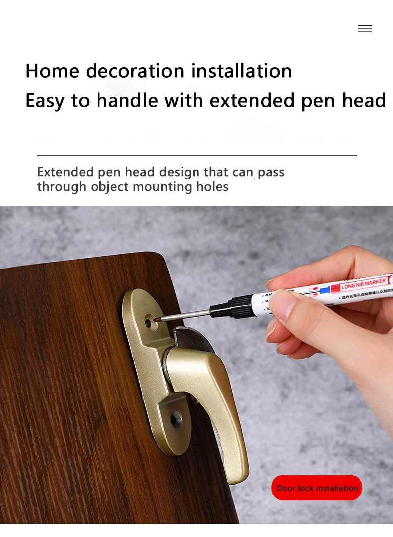 4Pcs/Set Long Nib Head Markers 30mm Deep Hole Multi-Purpose Perforating Pen for Metal Waterproof Woodworking Bathroom Decoration