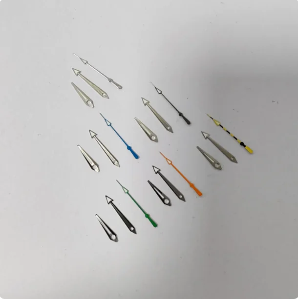 Silver hands with P‑pattern, modification watch accessory hands, blue luminous three hands, suitable for NH35/NH36/4R/7S movemen
