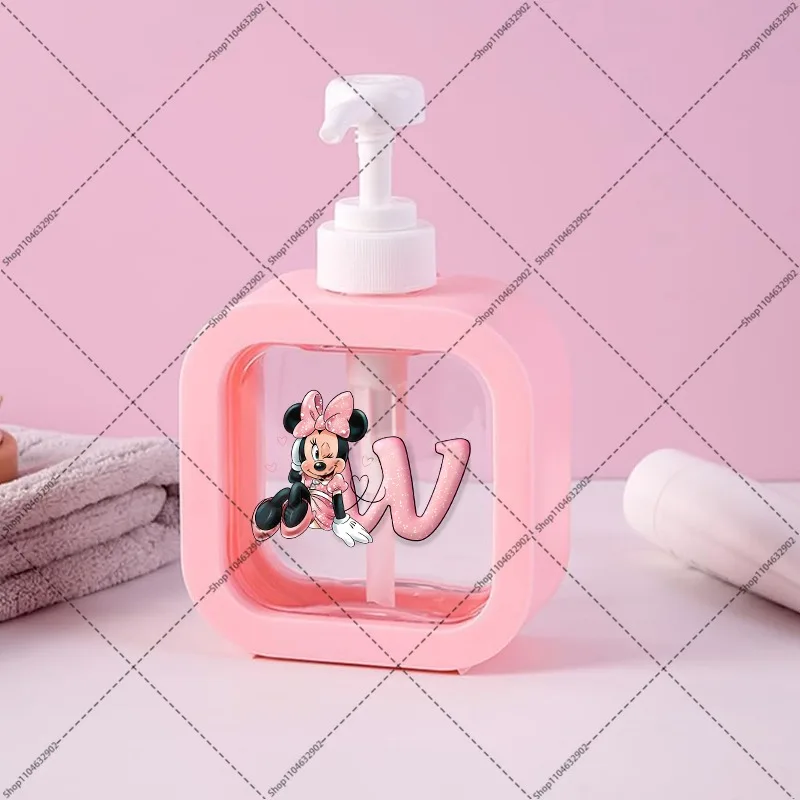 Botol Pembersih Tangan Minnie Mickey Mouse 300Ml Aksesori Kamar Mandi Botol Dispenser Sampo Lucu Cetak Grafis Anime Kartun