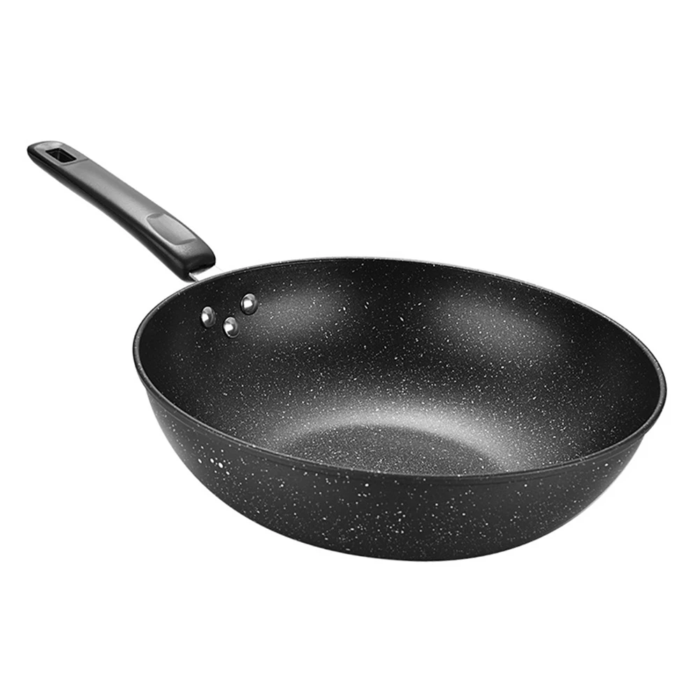 

30cm Non-Stick Wok Pan Maifan Stone BBQ Fried Potatoes Eggs Steaks Sausages Vegetable Meat Kitchen Gadgets Easy Clean Durability