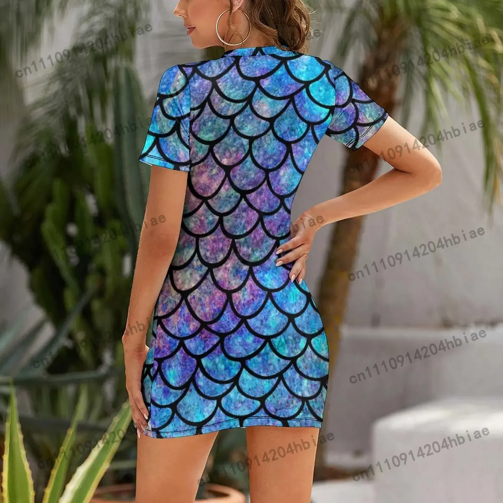 Colorful Mermaid scales Short Sleeved Dress Woman clothing summer dresses summer woman dress 2025 Dress