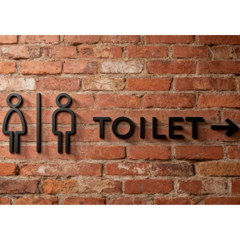 3D Acrylic Restroom Sign Self-Adhesive Door Decal for Business - Gender Neutral WC Plaque for Restaurant Hotel Office Christmas