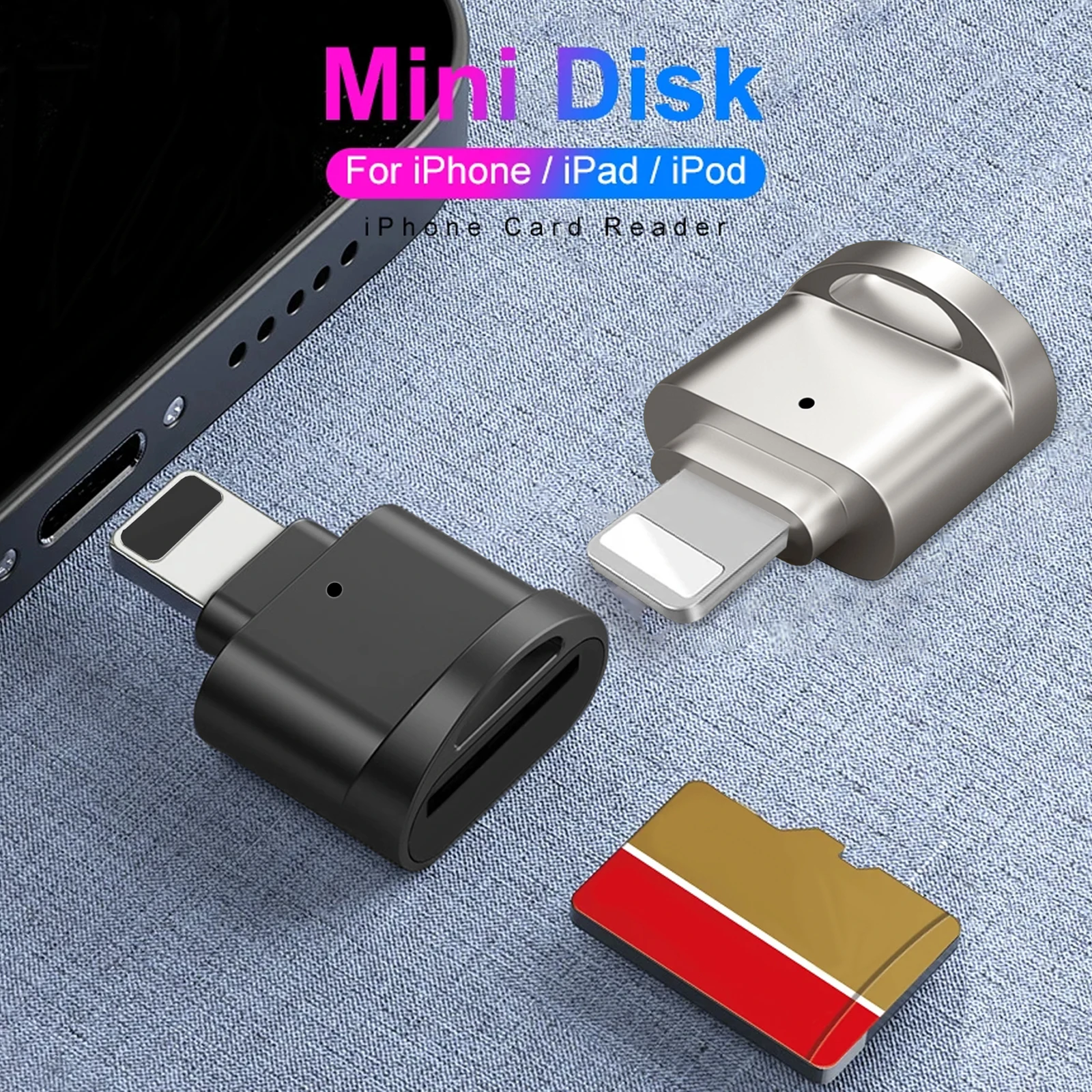

New iPhone/iPad Micro SD Card Reader - Plug-and-Play OTG Adapter, Instant Memory Expansion Compatible with iOS 13 iOS series