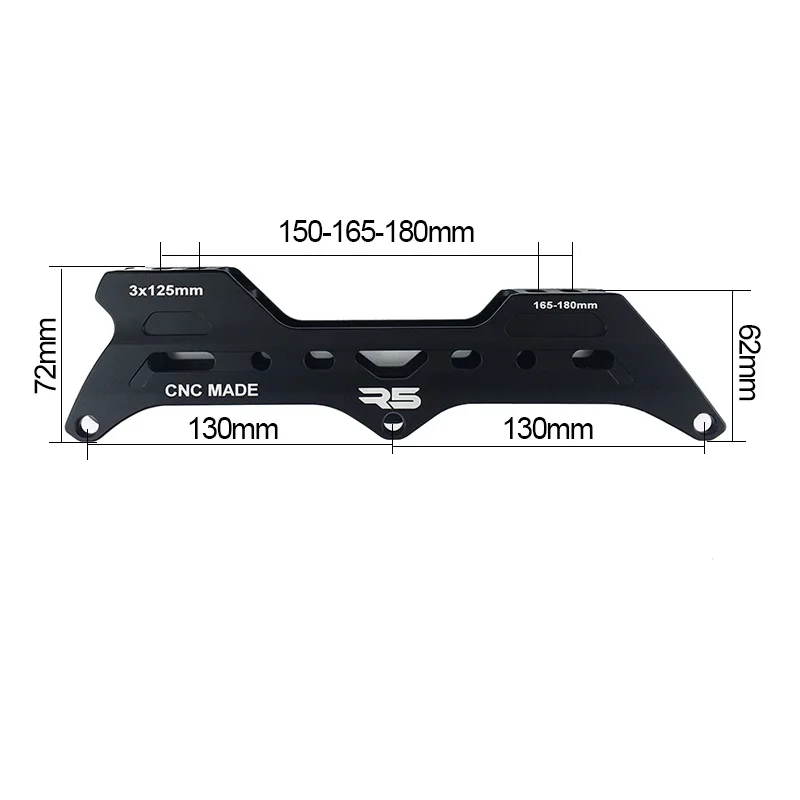 Flat R5 Equidistant Inline Skates Frame 125 mm Wheels Speed Skates Frame 150 to 180 mm Chassis Racing Slalom Roller Skating Base